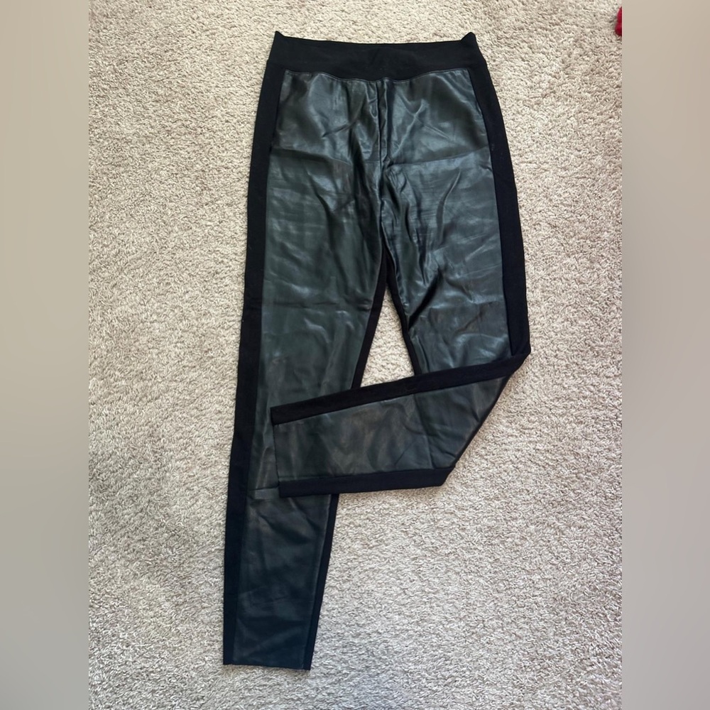 Women's Black Faux Leather Jeggings - Picture 2 of 2